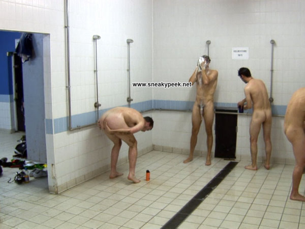 sportsmen showering